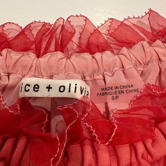 Alice + Olivia off the shoulder semi sheer Women's blouse in red size small